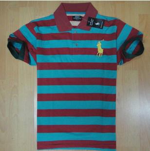 刺绣图案条纹男式T恤