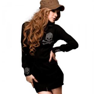 秋冬新款韩版骷髅头女装性感修身长袖立领休闲小外套