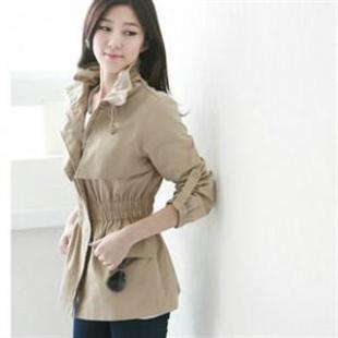 HJ6037 修身休闲收腰短装夹克风衣外套