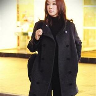 HJ 6038 大牌风范双排扣毛呢大衣