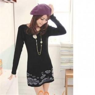 n9style115109时尚简约花纹连衣裙