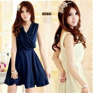 春季新款女装法式风情深V交叉雪纺礼服连衣裙W60043