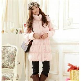 冬新韩版保暖修身单排扣中长款女棉服外套RY8861