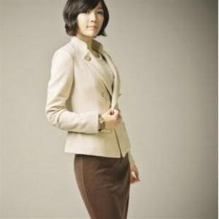 A1573韩依依新款单排扣双口袋收腰长款修身外套