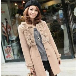 韩依依新款H85133冬季韩版修身高贵毛呢大衣