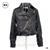 W60001韩依依冬装新款短款铆钉休闲翻领拉链朋克机车pu皮外套