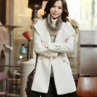 韩依依新款H85125韩板修身狐狸毛领中款上衣