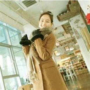 韩依依新款H85130秋冬女装韩版气质翻领修身毛呢大衣