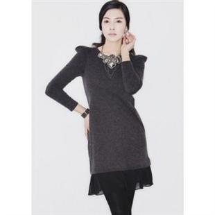 诗蓓蜜 牛角袖贴身连衣裙。SZ1870