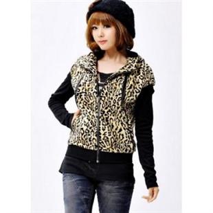 代尔缔诗 豹纹修身欧美范儿背心式马夹11042587