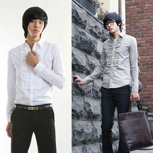 新作 胸前不规则褶皱经典款休闲衬衫YS908