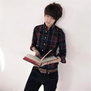 春秋新款 格子衬衫