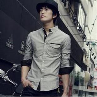 春装新款男衬衣 休闲衬衫 韩版衬衫 长袖衬衫