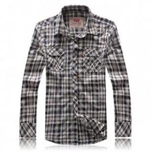 全棉 格子 韩版 格子衬衫 612-1