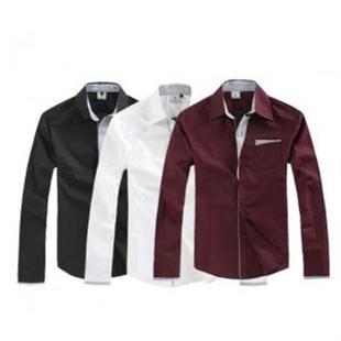 新款 型男必备 条纹修饰个性门襟修身衬衫 三色入ys927