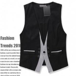 韩版个性假两件修身西装马甲 P40