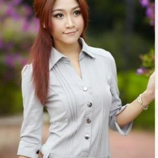 七姿蝶Q4031秋季淑女简约连衣裙