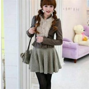 韩依依新款H85127韩板修身甜美可爱短款PU外套