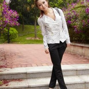 七姿蝶S3025秋装新款花色修身短款上衣