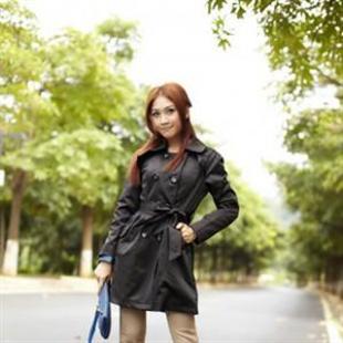 七姿蝶秋装S3046时尚英伦风双排扣风衣