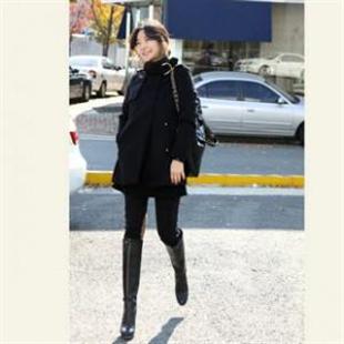 韩依依A1566 冬装气质立领暗扣纯色修身呢大衣外套