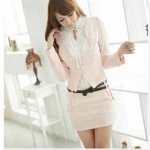 RY6606秋季新品V领撞色棉麻外套