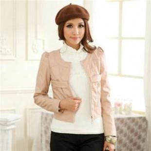 RYQ8790 时尚收身气质皮衣外套