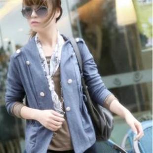 n9style117350秋季新款短款收腰小西服双排扣薄款小外搭