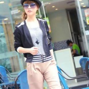 n9style110450秋季新款黑色帅气拉链长袖干练小外套