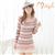 n9style112619粉色条纹长款针织衫连衣裙