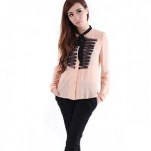 JK80009前面双排绸缎长袖衬衫