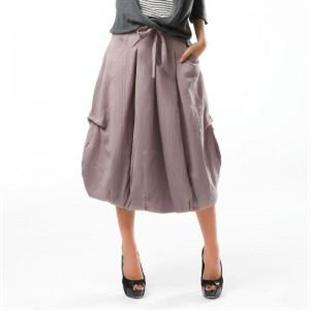 Q110867 新款秋冬 纯棉系带休闲半身裙 大摆裙