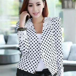 凯璐丹丽秋季KLDL-A202蕾丝拼接圆点小西装外套