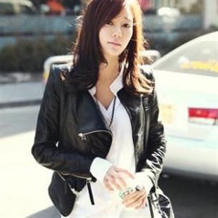 HJ6009 秋装 高档帅气个性两穿高仿真皮衣