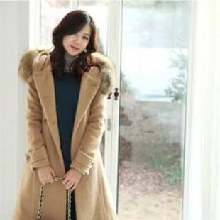 HJ 6022 新款韩版 大气 奢华 羊毛圈呢（配送：真貉子毛领）