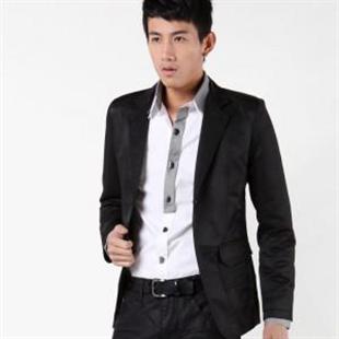 格男仕 修身版型时尚休闲男士小西装外套 经典小西服 E003-1 黑色