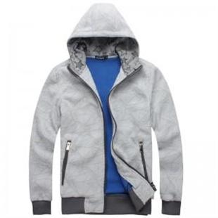 格男仕 秋冬新款连帽卫衣修身 男装 外套 W003-4 浅灰色