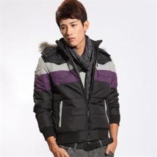 格男仕 冬季时尚男装连帽棉服保暖外套 男 棉衣 J003-1 黑色