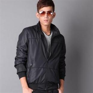 GENANX 男士时尚休闲立领夹克 薄外套 经典款 JS030-1 黑色