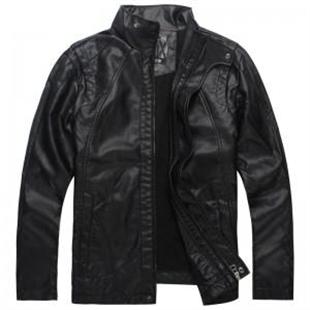 格男仕 新款 经典男士修身剪裁PU水洗皮衣 T005-1 黑色