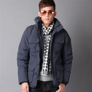GENANX 冬装中长款加厚保暖棉服棉衣 男 外套 J086-4 灰色