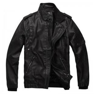 GENANX 冬装爆款韩版短款机车PU水洗皮修身皮衣 男 T006