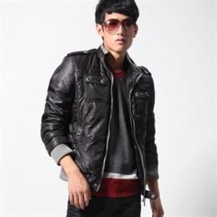 GENANX 韩版修身型男个性保暖棉衣 男 棉服外套 J021-1 黑色