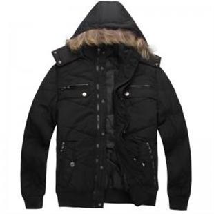 男士冬装 连帽保暖防寒时尚修身棉衣 棉服外套 男 J082-1黑色