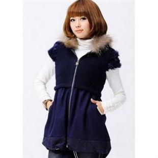 代尔缔诗 韩版甜美修身显瘦真兔毛毛呢背心裙11043550