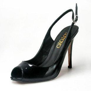 LOTOYO黑色漆皮优雅高跟女鞋-ltypd228